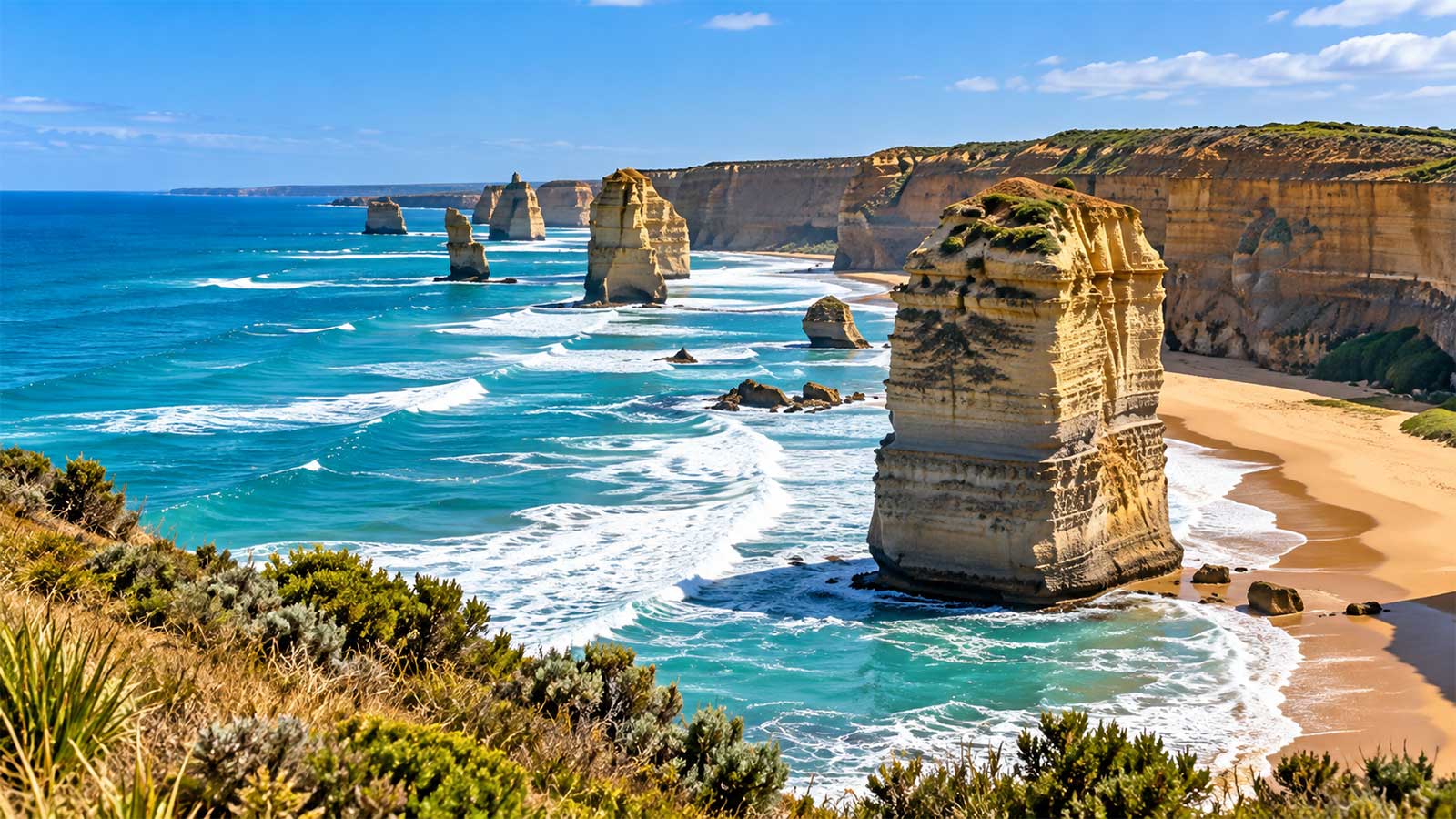 The Twelve Apostles rock stacks on the Great Ocean Road
